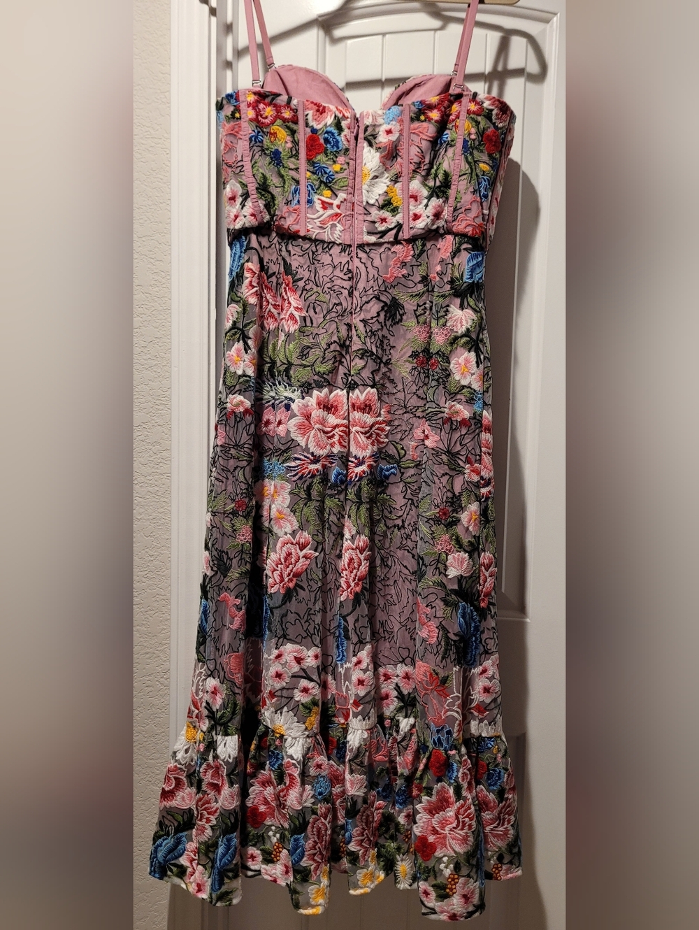Dress the Population Carina Floral Embroidered Strapless Bustier Fit&Flare Dress - Picture 10 of 12